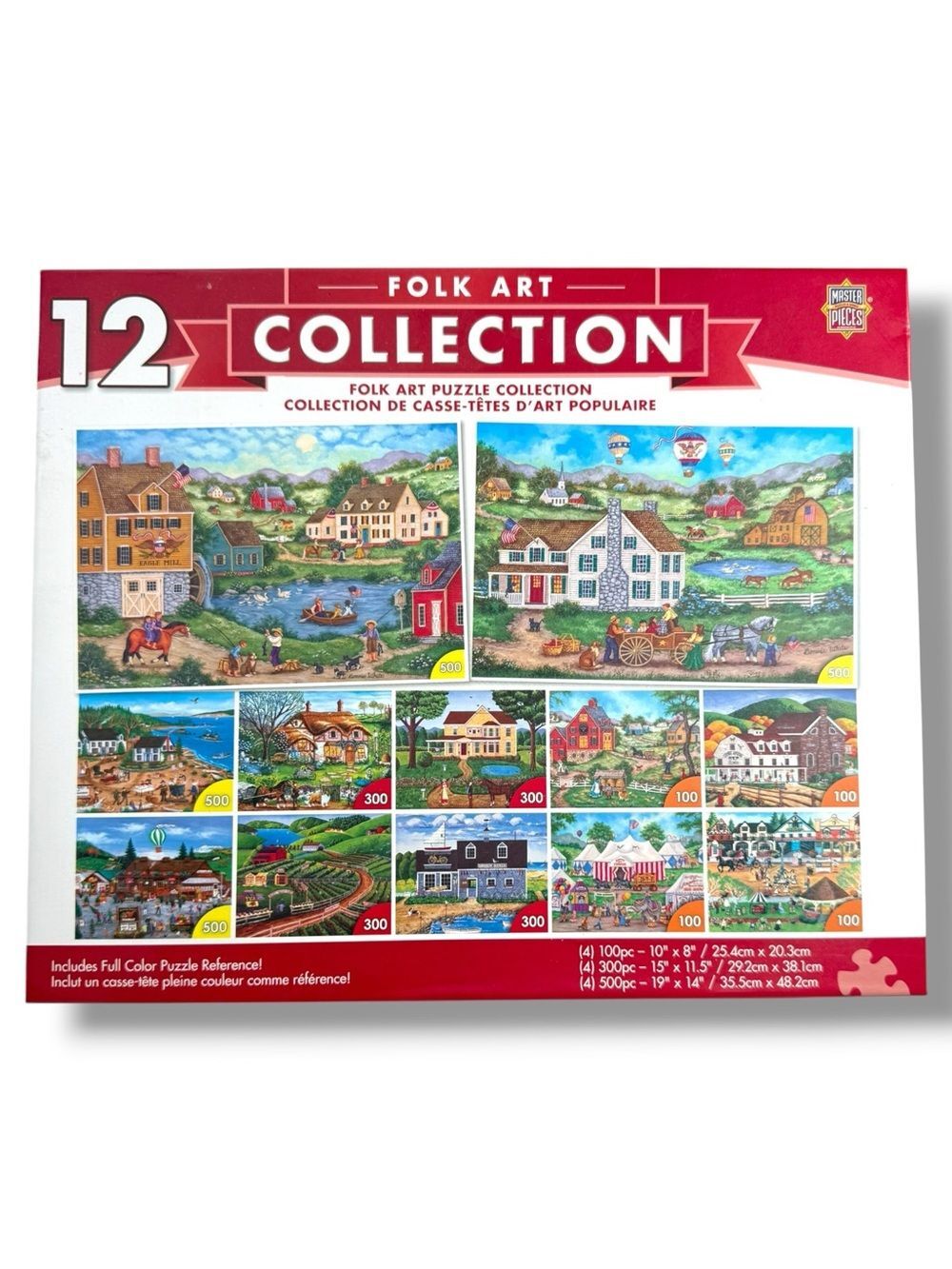MasterPieces Folk Art Collection 12 Puzzle Set Country Americana